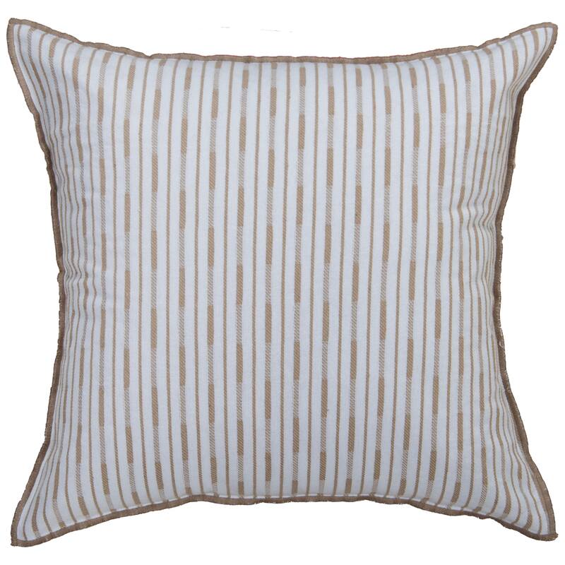 Rizzy Home Variegated Stripe Woven Throw Pillow - Down - White/Natural