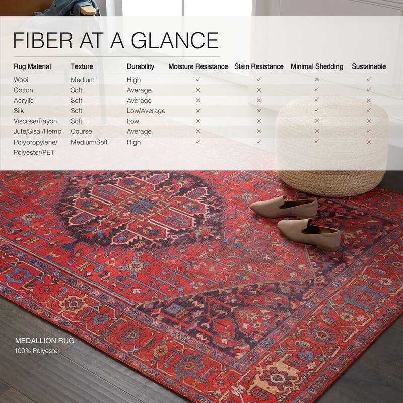 Eterna Machine Washable Medallion Area Rug