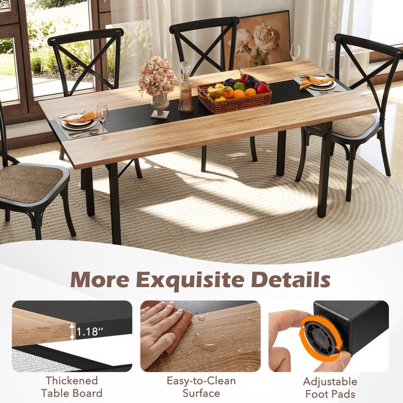 Gymax 71'' Long Large Wood Dinner Table 6 FT Dining Table w/