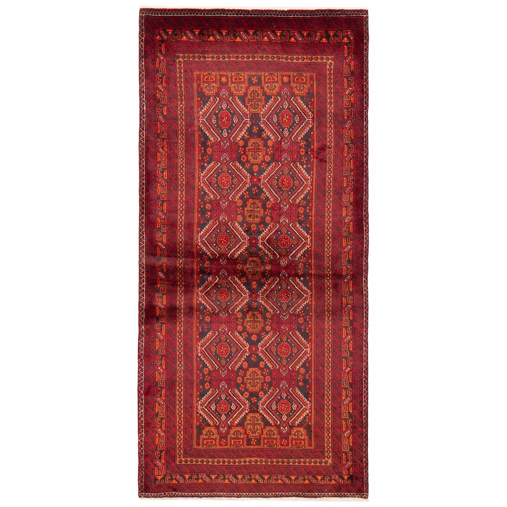 ECARPETGALLERY Hand-knotted Royal Baluch Red Wool Rug - 3'6 x 7'6