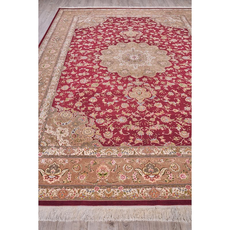 EXQUISITE RUGS ONE-OF-A-KIND Super Fine Tabriz Hand Knotted Brown Rug - 10'x14'