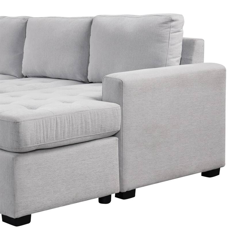 Modular Combination Sofa with Ottoman, USB and Type-C Interfaces