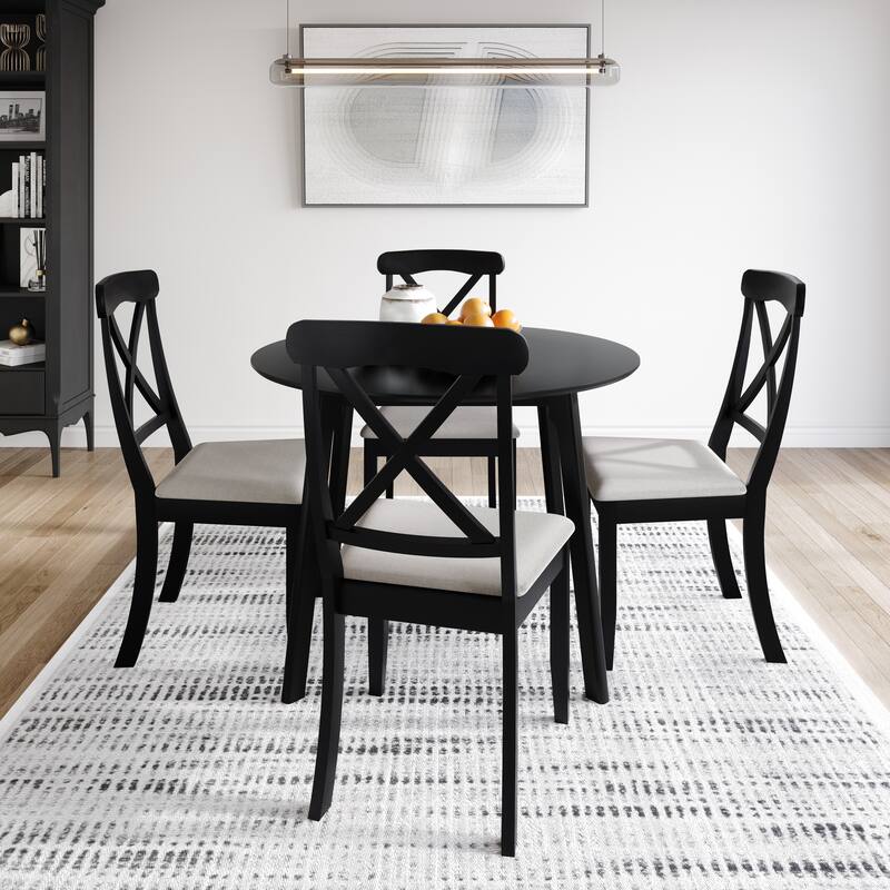 CraftPorch Farmhouse 4-Piece Chair and Round Table Wooden Dining Set