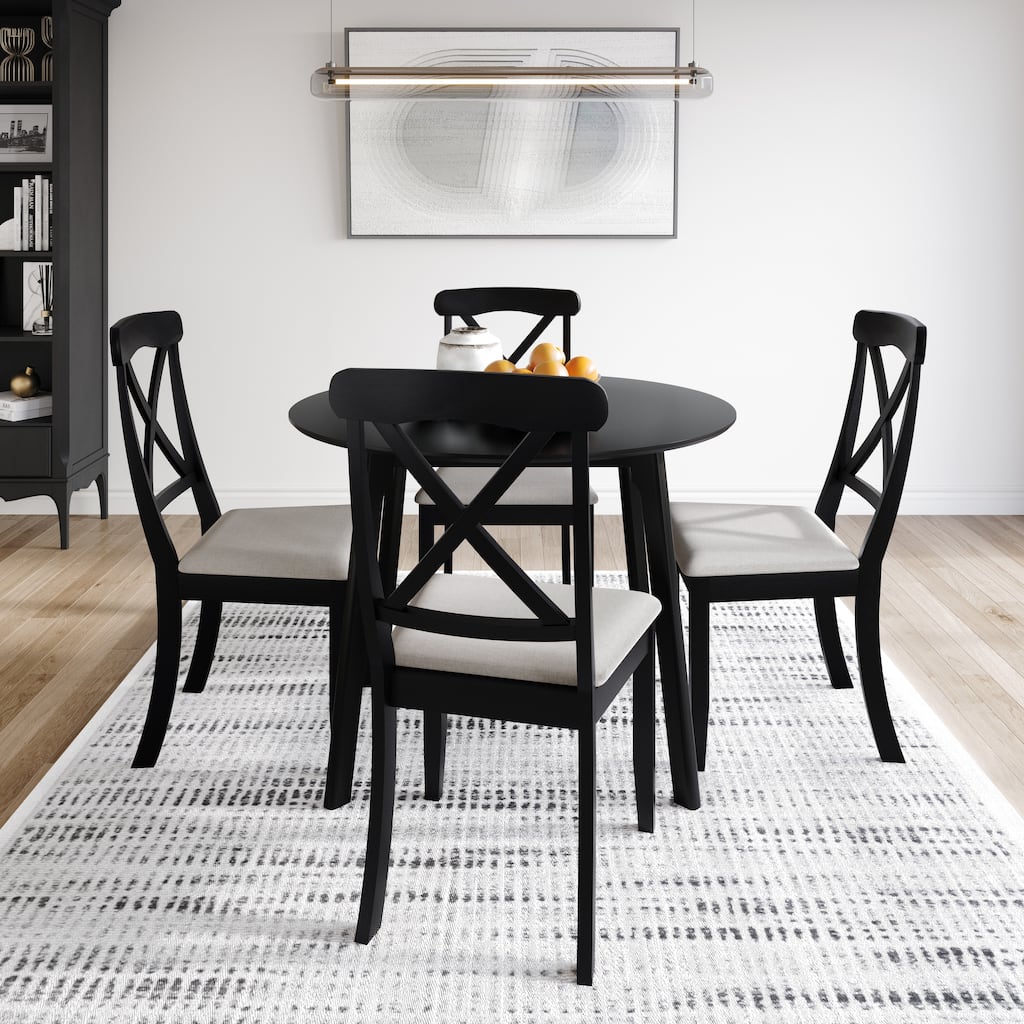 CraftPorch Farmhouse 4-Piece Chair and Round Table Wooden Dining Set