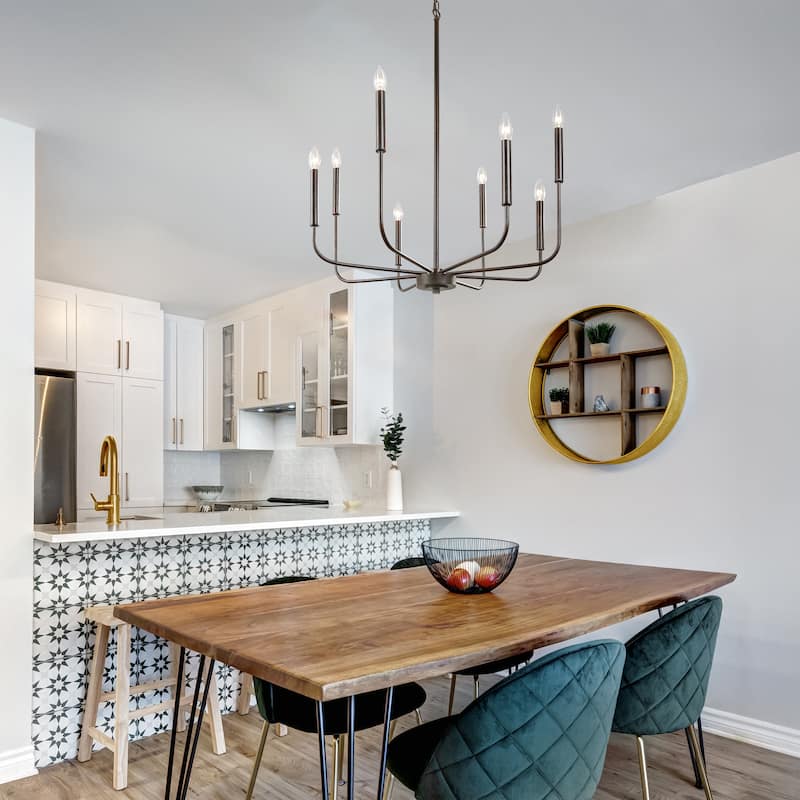 Modern Farmhouse 8-Light Chandelier Classic Candle Lights for Dining Room