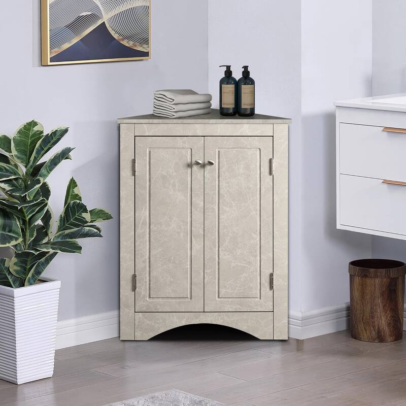 Modern Stylish Triangle Corner Storage Cabinet with Two Adjustable Internal Shelves