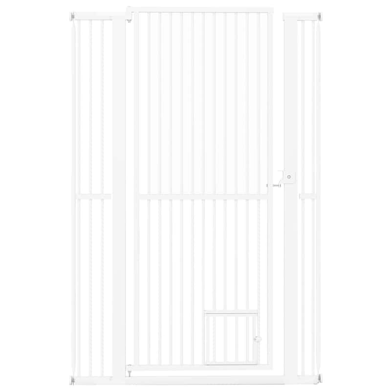 Costway 59"/67.5" Extra Tall Pet Gate with 30.5”-41” Width & 2 - White - 59”