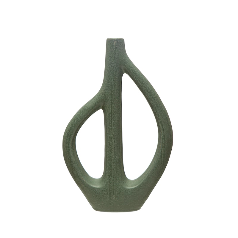 Stoneware Sculptural Vase with Teardrop Handles - Blue - 9.4"L x 3.0"W x 14.8"H