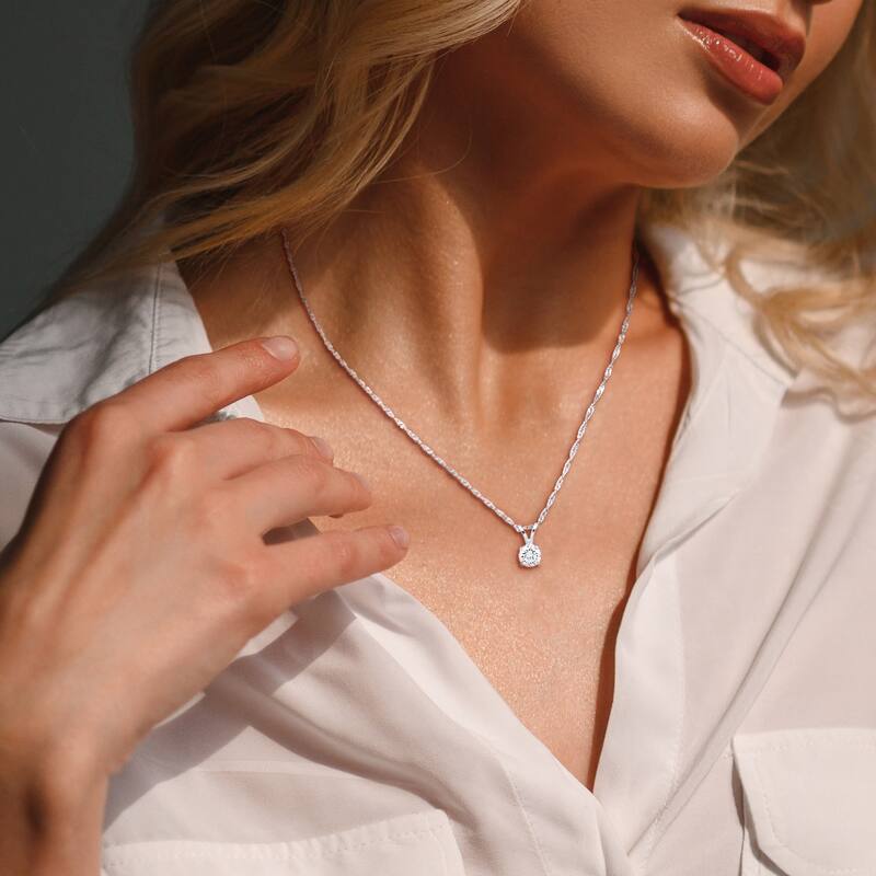 1/2ct TW Lab-Grown Diamond Solitaire Necklace in 14k White Gold
