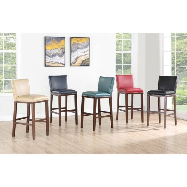 Toledo Wood and Faux Leather Bar Stools (Set of 2) by Greyson Living