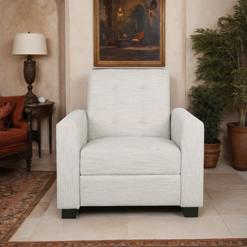 Craigue Upholstered Pushback Recliner by Christopher Knight Home - Dark Brown/ Beige/ Fabric