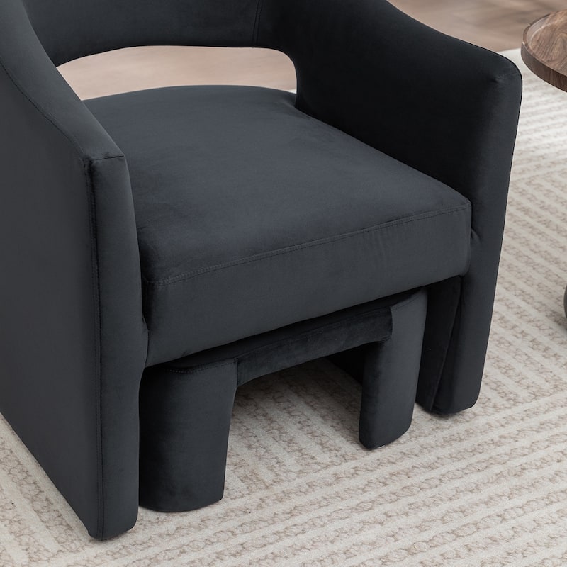 SEYNAR Modern Glam Velvet Accent Armchair Open Back with Ottoman