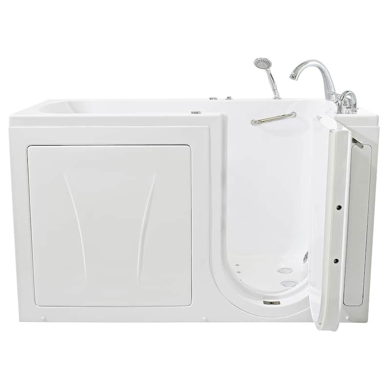 Ella Big4One 33"x66" Walk in Bathtub, Air + Hydro + Independent Foot Massage, 5 Piece Fast Fill Faucet, Dual 2" Drains