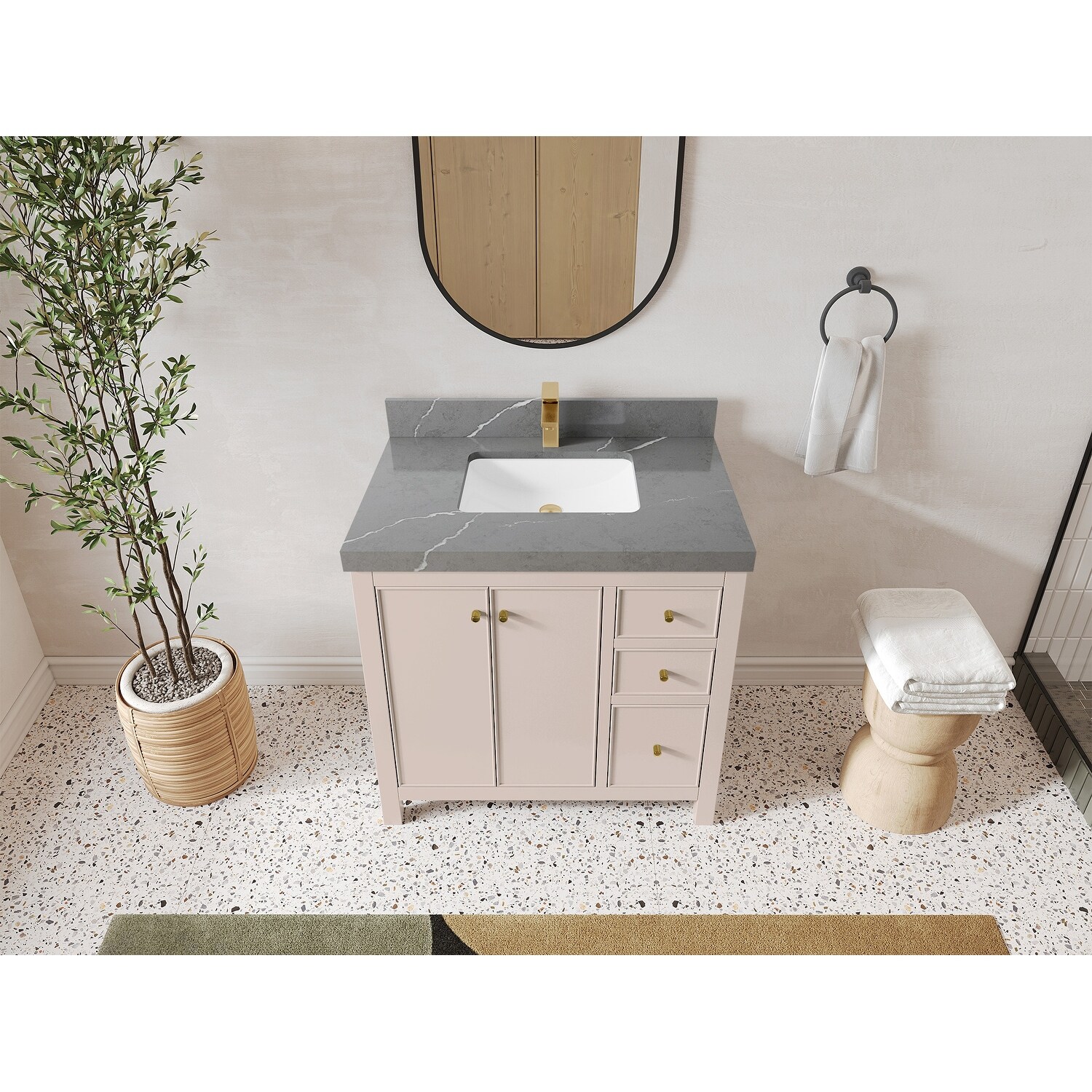 Willow Collections 36 in. W x 22 in. D Chicago Center Sink Left Bathroom Vanity with Countertop