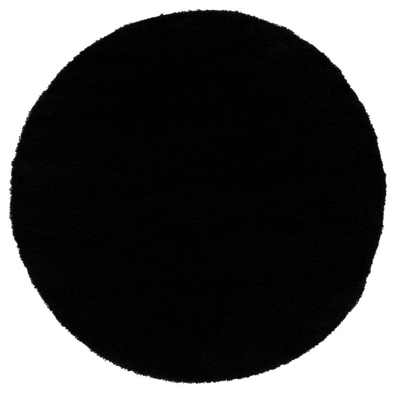 SAFAVIEH Laguna Shag Verdiana Solid Color 2-inch Thick Rug. - 6'7" Round - Black - Round