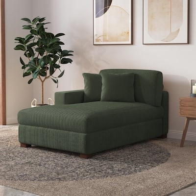 Upholstered Corduroy Modular Sectional Sofa with 2 throw pillows