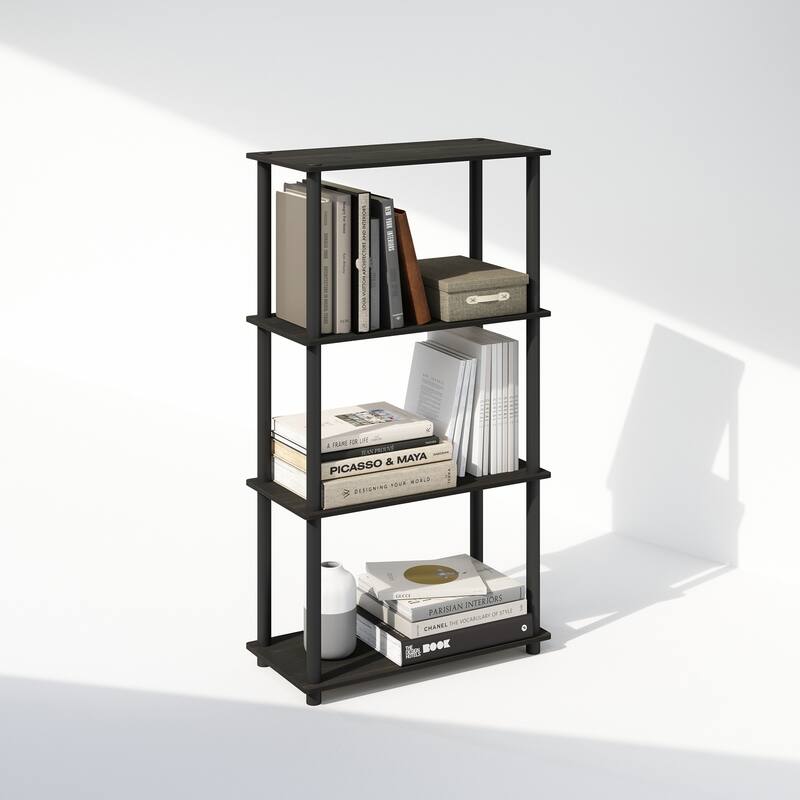 43.25 in. Tall Espresso Wood 4-Shelf Bookcase