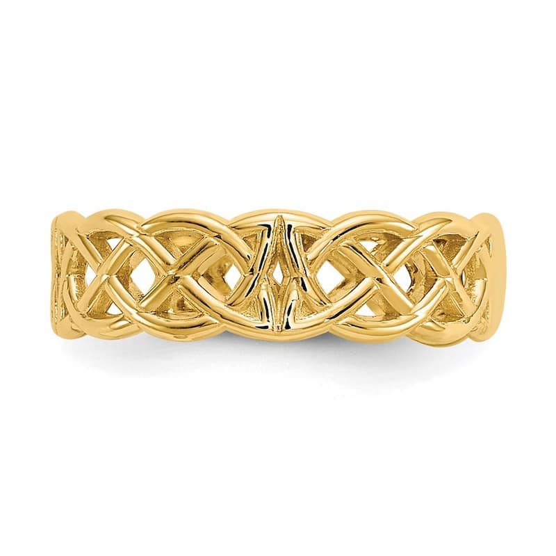 Curata 14 karat Yellow or White Gold 4mm Woven Celtic Knot Adjustable Toe Ring
