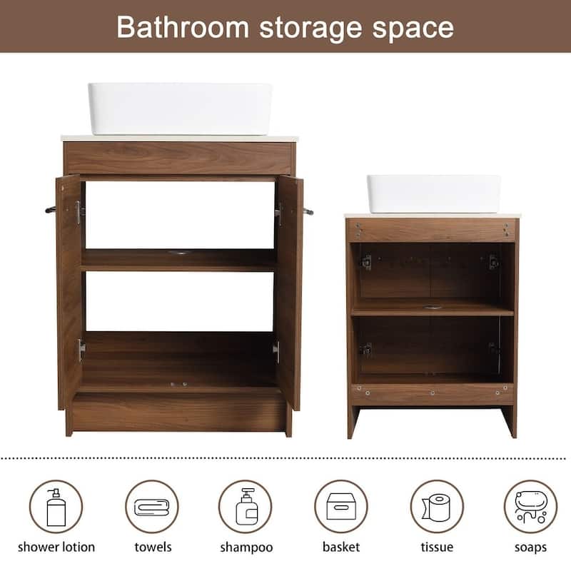 24" Bathroom Vanity with Sink, 24 Inches FreeStanding Vanity, Modern Sink Vanity Combo, Floor Stand Vanity