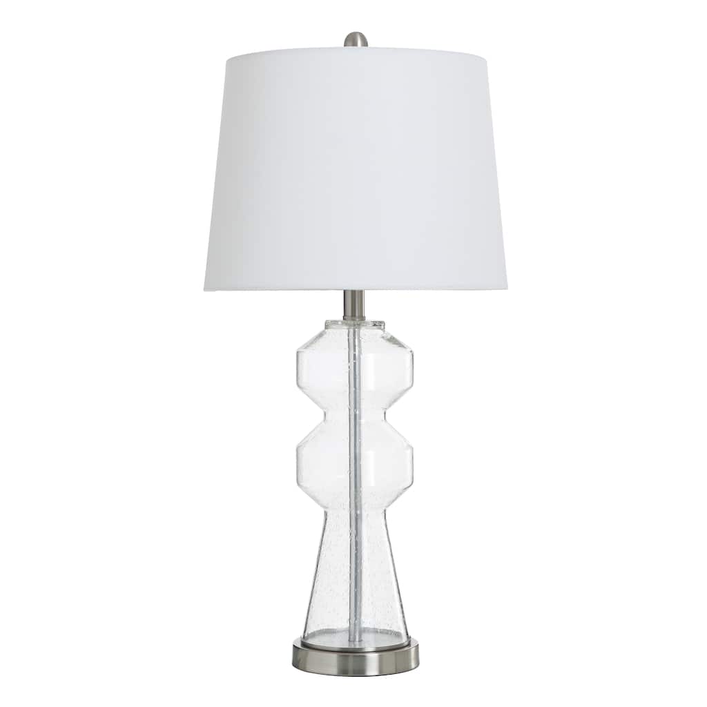 StyleCraft Nova Clear Seeded Glass with Brushed Steel Metal Table Lamp