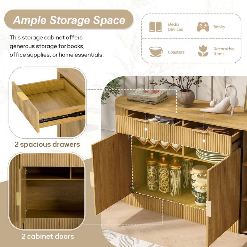 Rossetta Modern Stripe MDF Storage Cabinet with Curved Side Door