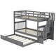preview thumbnail 36 of 46, Functional Design Wood Bunk Bed with Trundle, Storage Staircases and Guardrails for Safety Guaranteed
