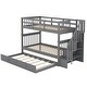 preview thumbnail 22 of 25, Twin Over Twin Bunk Bed with Twin Size Trundle, Stairs, and Shelves
