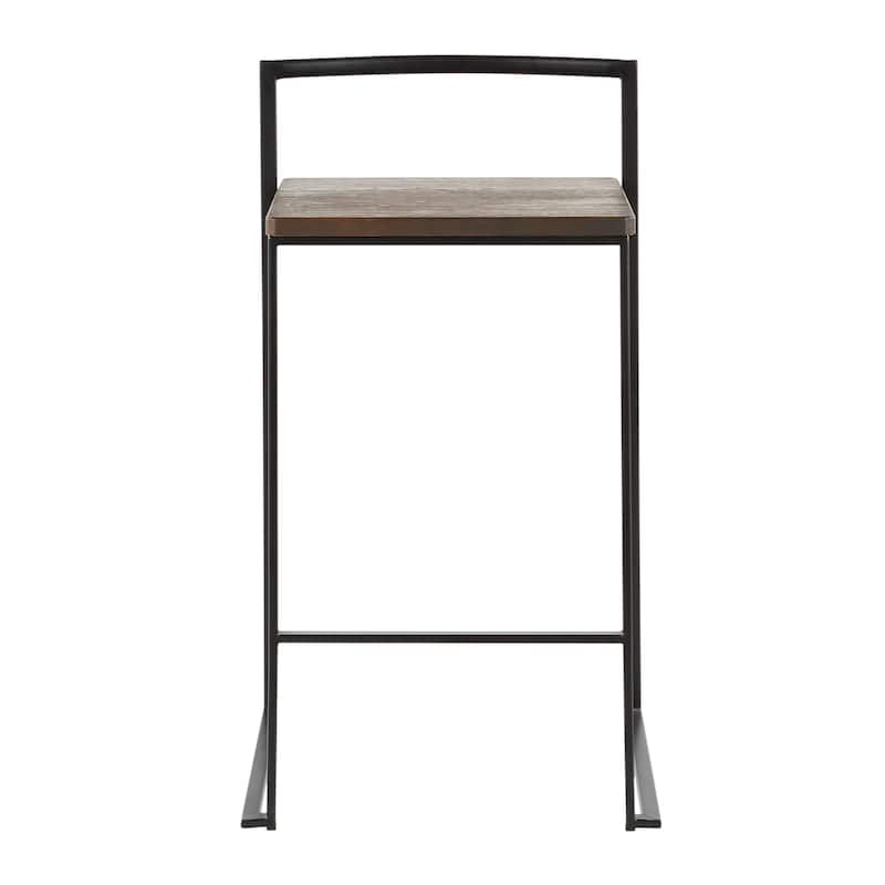 Carbon Loft Forrest Stackable Counter Stool with Wood Seat (Set of 3)