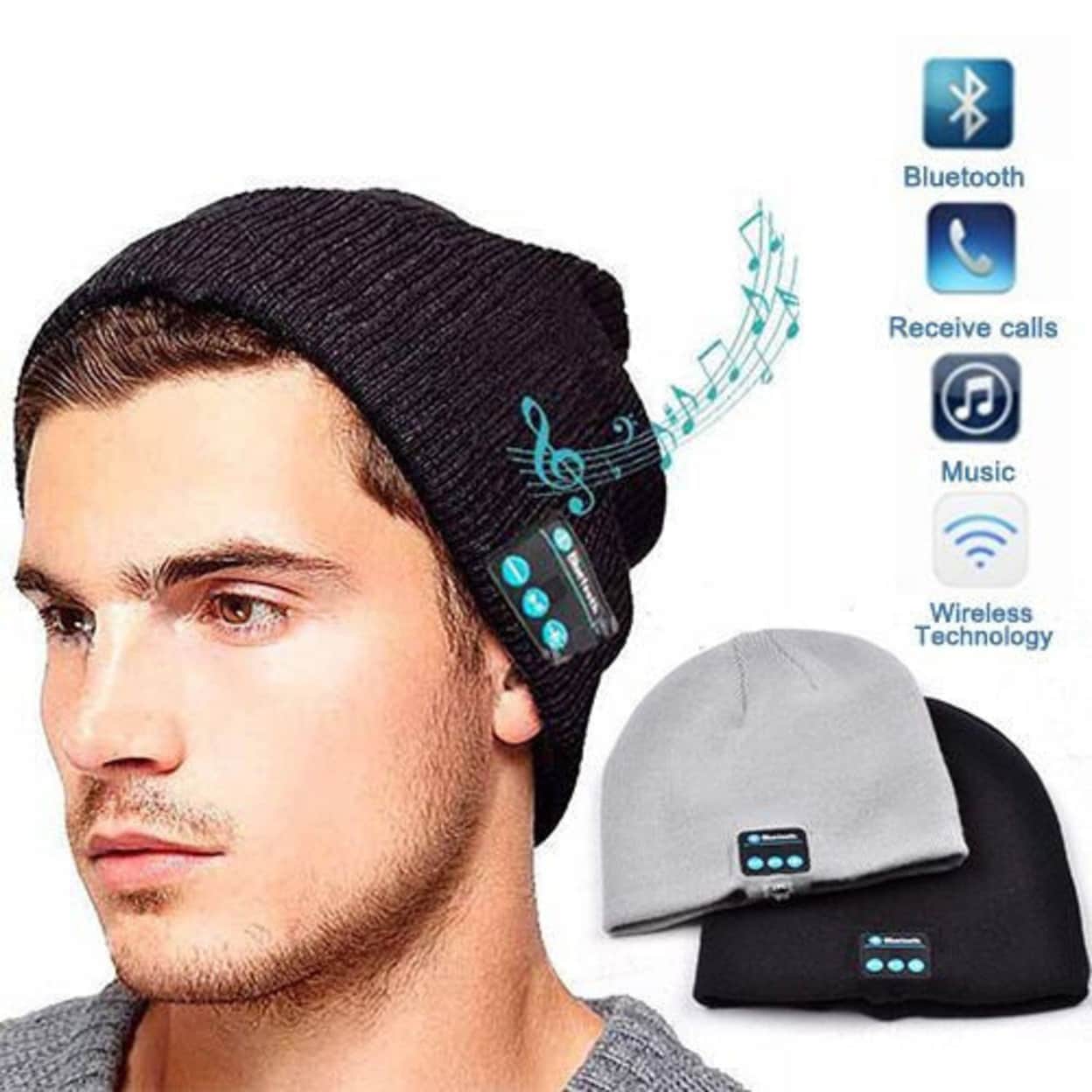 Hat with built in headphones