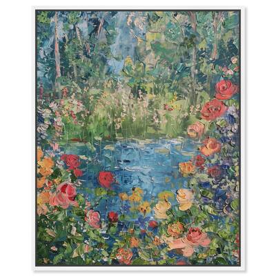 Art Remedy Serene Escape Framed Impressionism 1 Piece Canvas Wall Art /Monet And Van Gogh Inspired Art