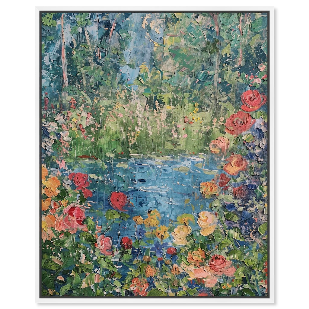 Art Remedy Serene Escape Framed Impressionism 1 Piece Canvas Wall Art /Monet And Van Gogh Inspired Art
