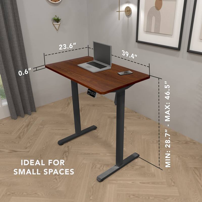 Mount-It! 40"W Electric Rectangular Adjustable Standing Desk, Hazelnut/Black (MI-8036)