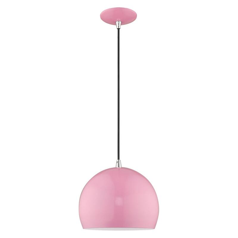 Livex Lighting 1-Light Mini Pendant, 41181 - 10" DIA X 14" - 75" ADJ. H - Shiny Pink