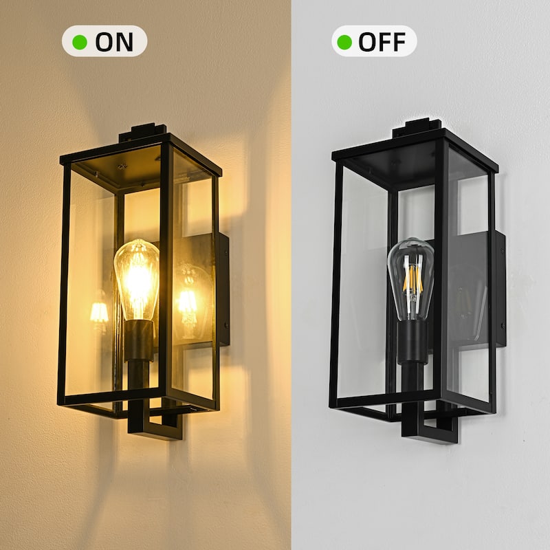 Matte Black Farmhouse Outdoor Wall Lantern Sconce - 3 Variants (16in 1-Light/22in 2-Light/27in 3-Light), Clear Glass, Wet Rated