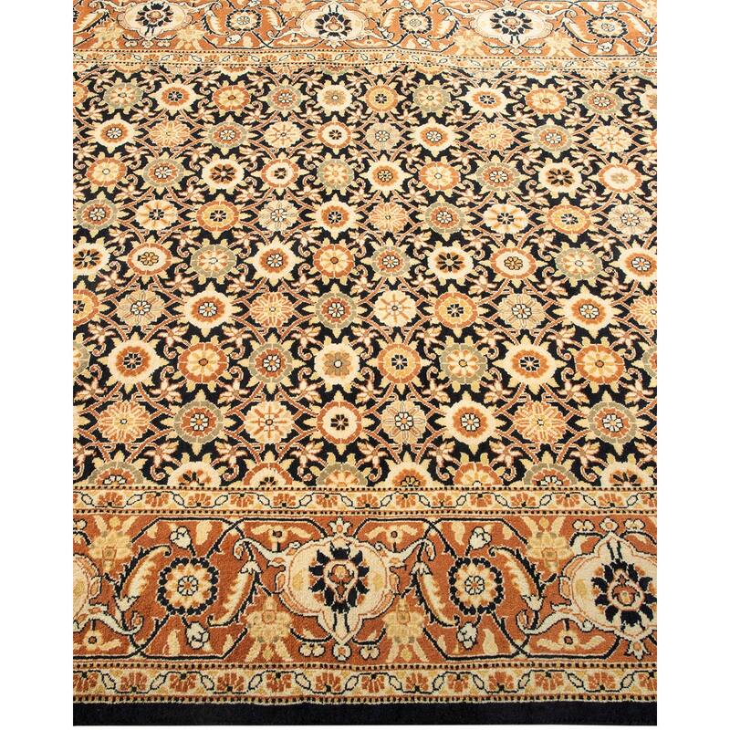 Overton Handknotted Wool Traditional Oriental Black Area Rug - 4' x 6'