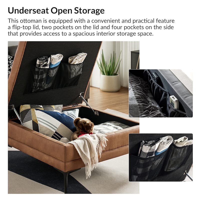 Ipiutak Modern 2 - Piece Upholstered Button-tufted Sectional with Storage Ottoman