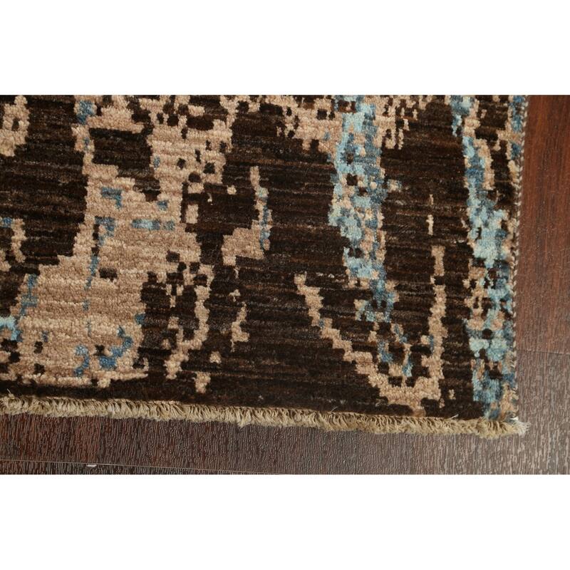 Wool/ Silk Vegetable Dye Oriental Abstract Runner Rug Hand-knotted - 2'7" x 9'10"