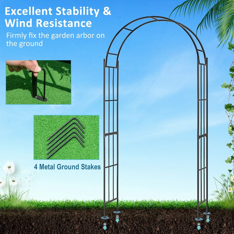 Costway Garden Arch Arbor Trellis Pergola 7.5 ft Metal Archway for - See Details