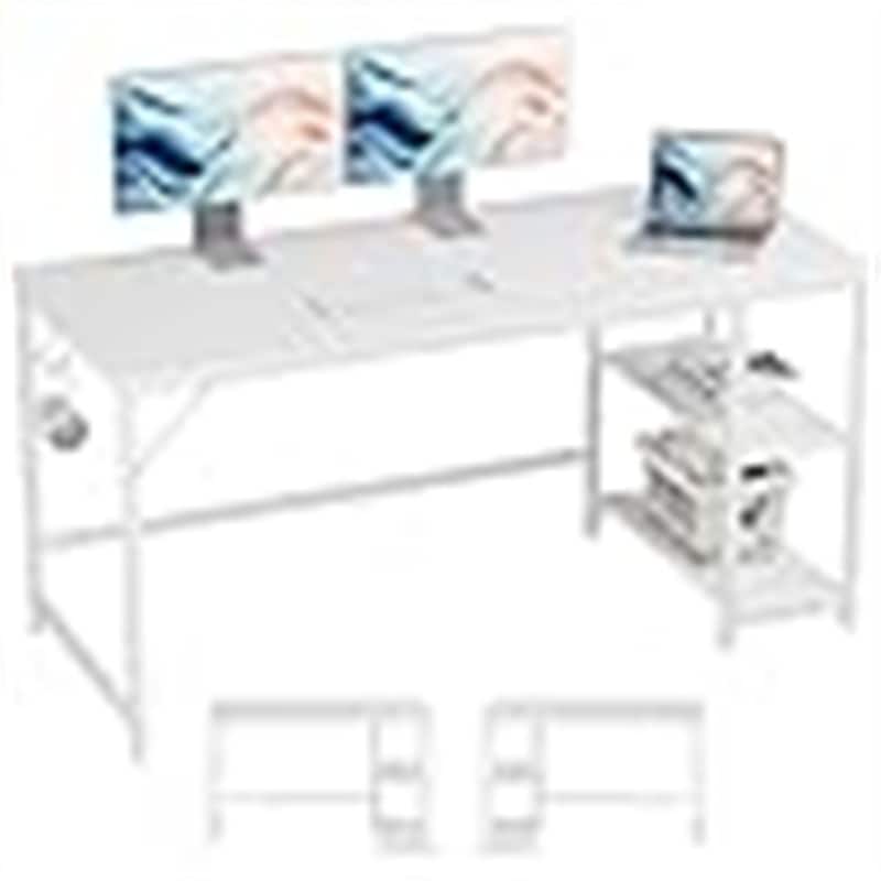 Computer Office Desk - 3.5"D x 26.1"W x 51.1"H - White