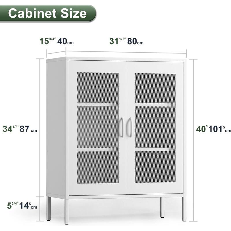 GDFStudio - Marcus Durable Metal Storage Cabinet with Adjustable Shelves for Versatile Organization