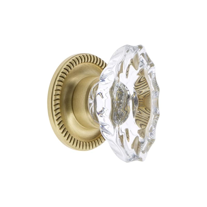 Grandeur BIAR-CRYS-KNOB-NEWP Biarritz 1-3/4" Crystal Fluted Vintage - Satin Brass