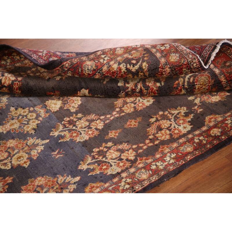 All-Over Floral Sarouk Persian Vintage Rug Hand-knotted Wool Carpet - 3'10"x 4'10"