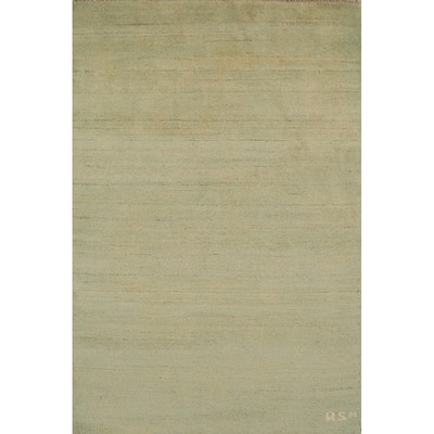 Gabbeh Modern Foyer Rug Handmade Green Accent Wool Carpet - 2'8"x 4'1"