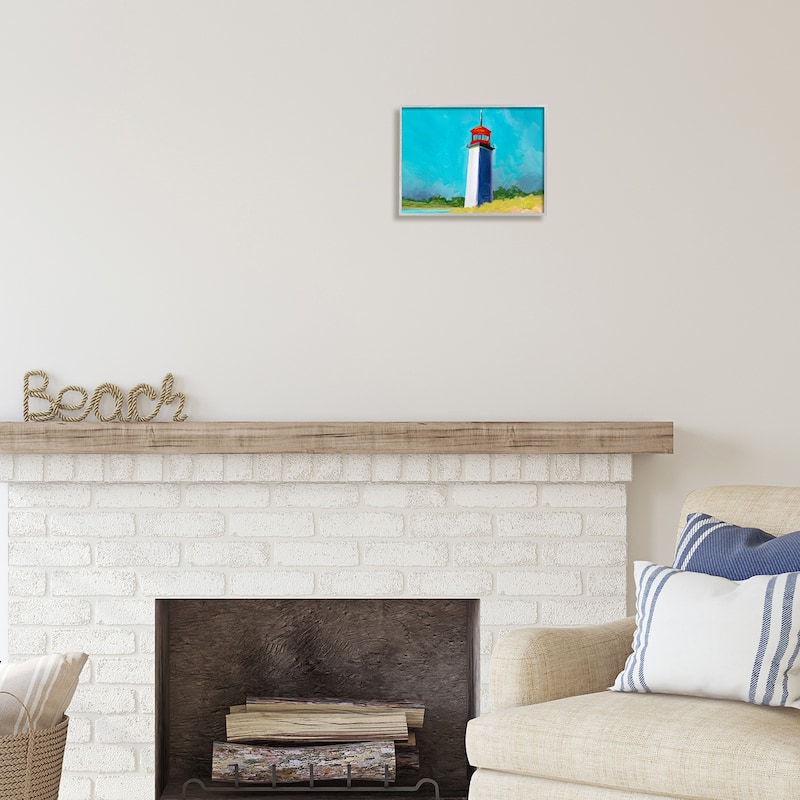 Stupell Vivid Blue Lighthouse Framed Giclee Art Design by Liz Jardine