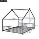 preview thumbnail 8 of 9, Full Size Metal House Bed with Roof Design, Sturdy Frame, No Box Spring Needed