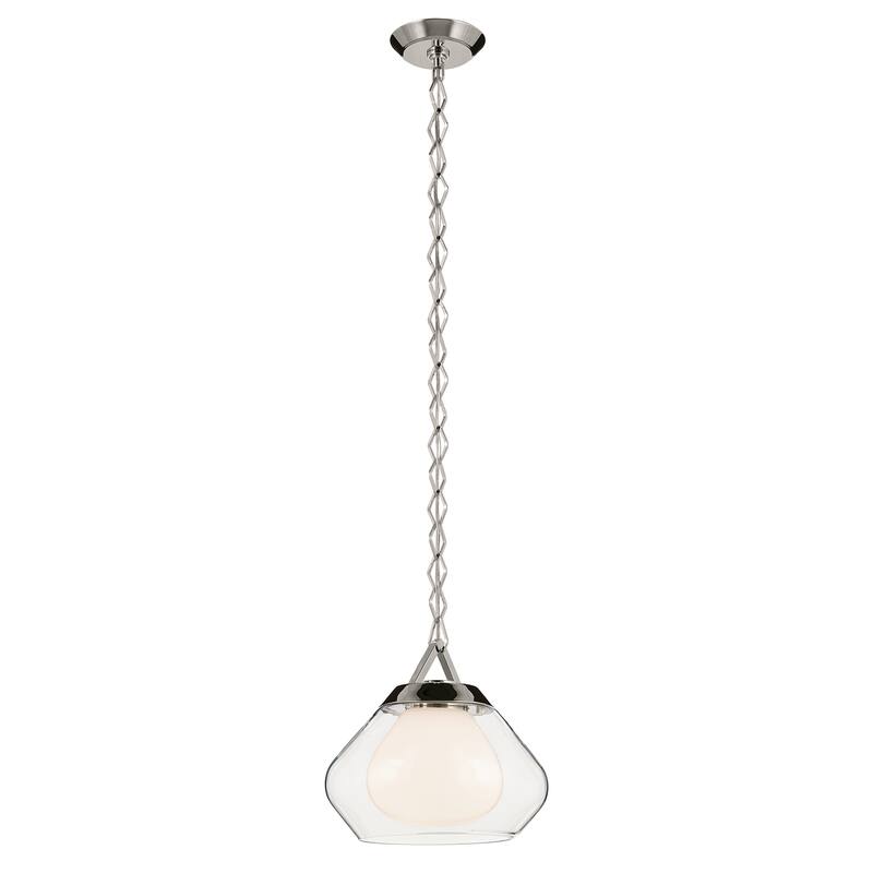 Kichler Lighting Nella 12 Inch 1 Light Pendant with Clear Outer Glass with Opal Interior Glass in Polished Nickel