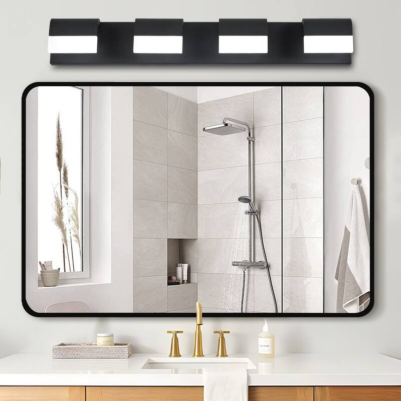 4-Light Acrylic Matte Black Bathroom Vanity Mirror Light for Mirror, Shower, and Bathroom Decor - Black