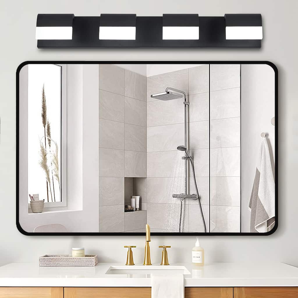 4-Light Acrylic Matte Black Bathroom Vanity Mirror Light for Mirror, Shower, and Bathroom Decor