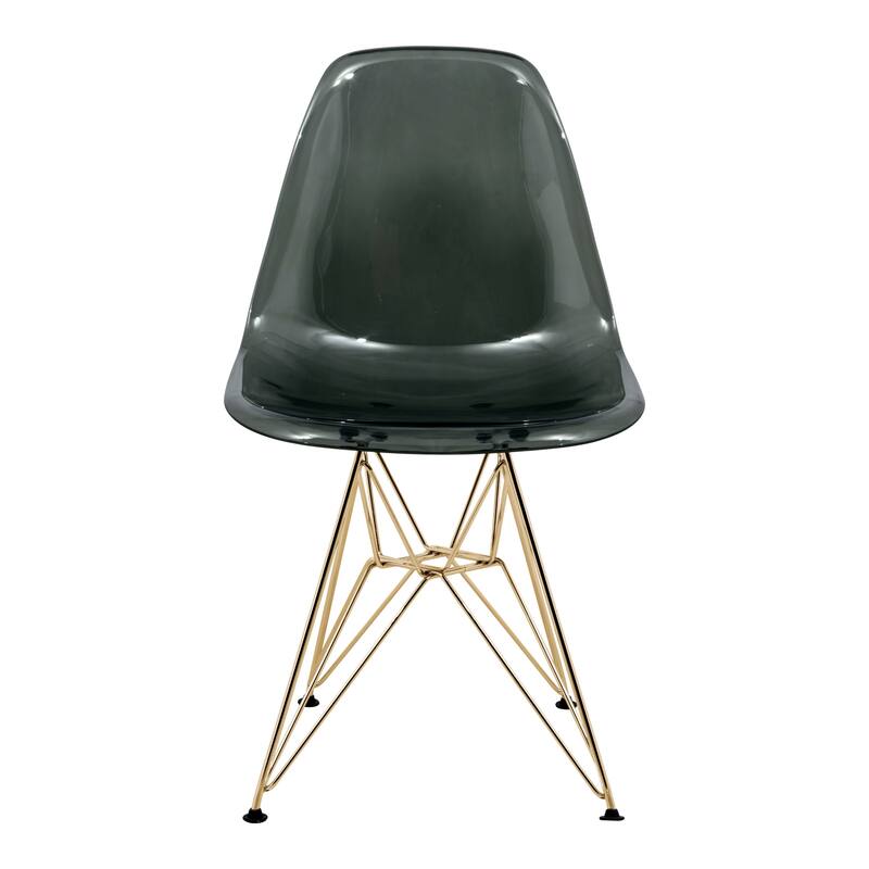 Cresco Plastic Dining Side Chair with Eiffel Base in Gold Set of 2 by LeisureMod