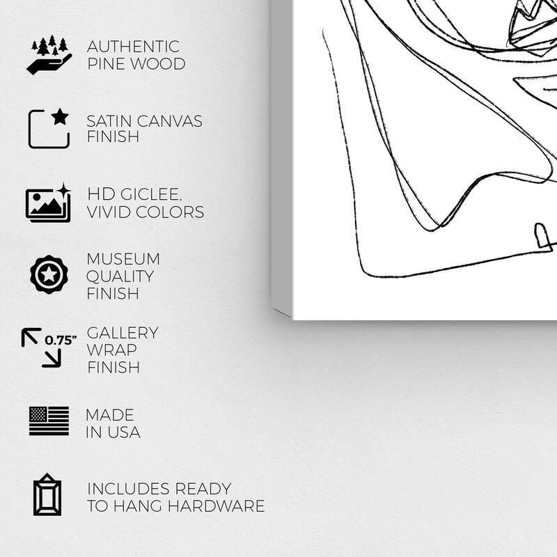 Wynwood Studio Canvas Abstract Lines on Lines Black and Modern & Contemporary Wall Art Canvas Print